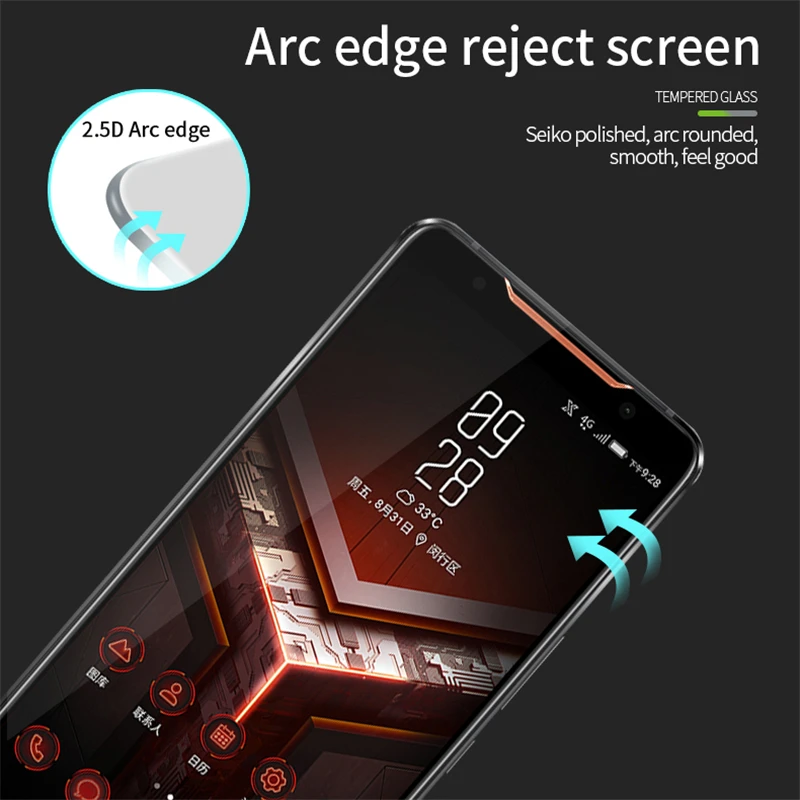 Полное закаленное стекло для Asus Rog Phone II 2 ZS660KL Защита экрана для Asus Rog Phone ZS600KL защита экрана полный клей
