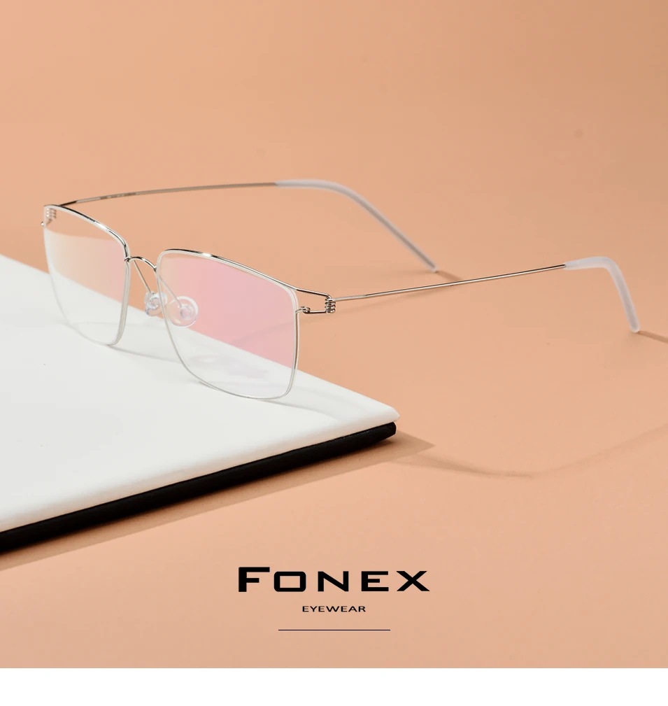 FONEX, титановый сплав, оптические очки, мужские, близорукость, Корейская оправа для очков, новые, женские, по рецепту, без винтов, очки 98624