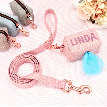 Personalized Dog Garbage Bag And Leash Set Protable Travel Snack Bag With Walking Leash Pet Accessories.jpg