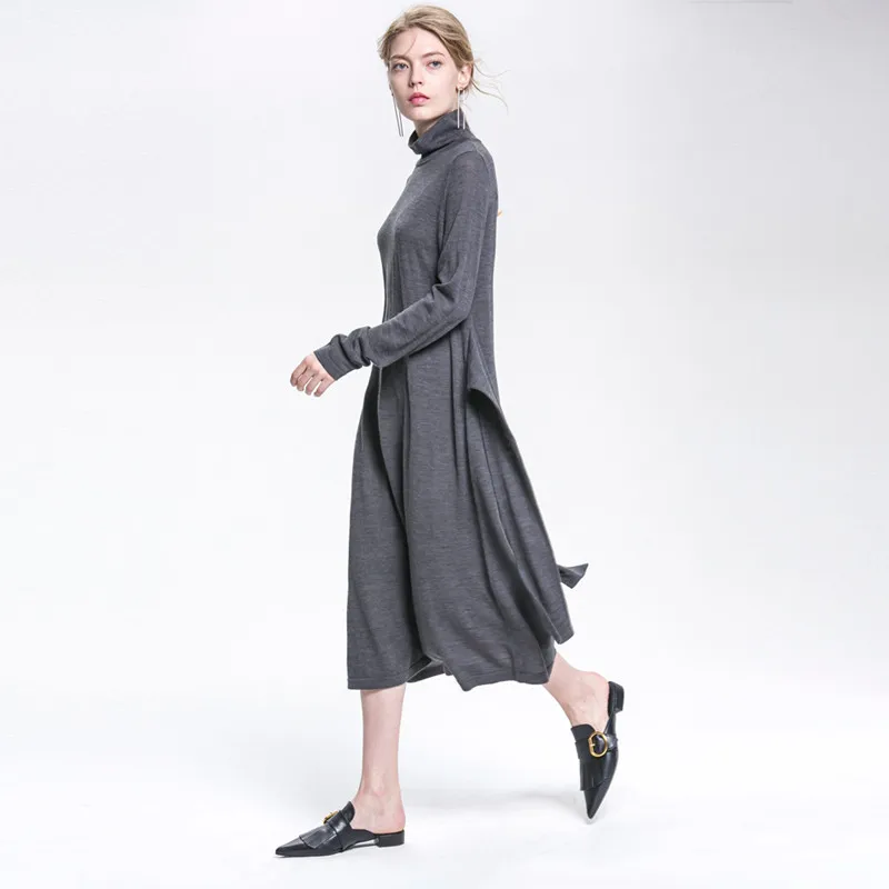 Women's Elegant Dress Autumn Winter New Women's Clothing Knit Dress High-Necked Long-Sleeved Women Dress Wool Bottoming Dress