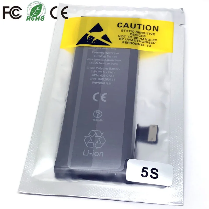 5S новый 0 цикл печати oem большой емкости мобильный телефон аккумулятор для apple iphone
