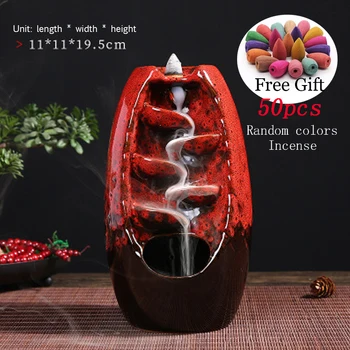 

Incense Burner Ceramic Backflow Incense Burner Creative Home Decor Dragon Incense Holder Censer With Crystal Ball + 50pcs Incens