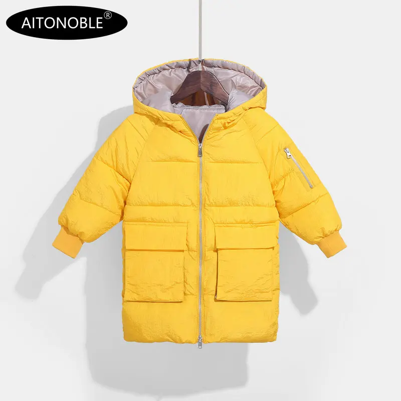 Aitonoble New Kids Down Jacket Parkas Children Down Coats and Parkas Wearing Coat with a Patch As a Gift