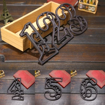 

0-9 Cast Iron Digits House Number Plates House Hotel Door Plate Retro Room Address Number Plaque Home Garden Wall Decoration
