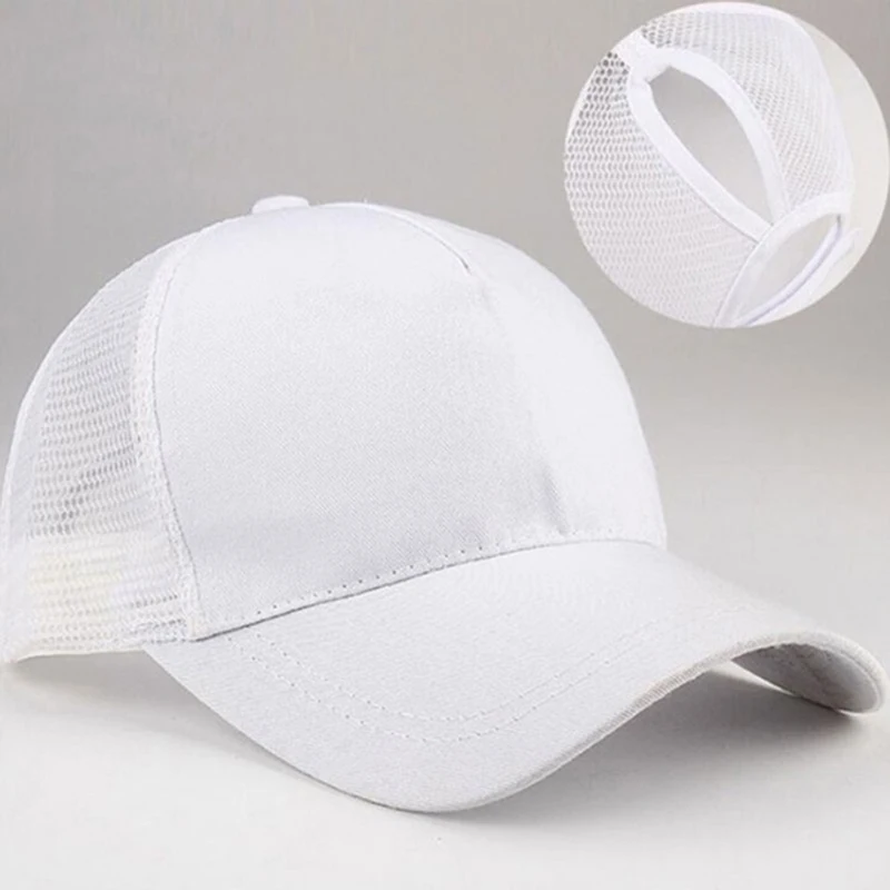 Модные бейсболки женские каникулы Snapback удобные летние шапки повседневные спортивные шапки с открытым отверстием грязные булочки шляпы регулируемые - Цвет: white