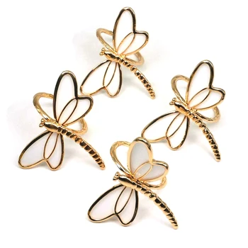 

4 Piece Set, Gold Dragonfly Napkin Ring Napkin Holder, Used for Wedding Dinner Dinner Table Decoration Table Decoration