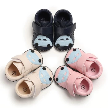 

Newborn Boys Girls Sneakers Soft Leather Antislip Baby Shoe First Walkers Moccasins Cute Car Skid-Proof toddler Shoes