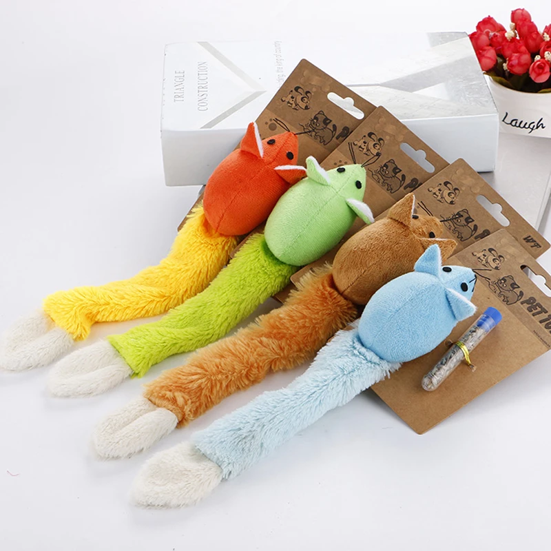 INBEPET Cat Toy Mouse Interactive Pet Teaser Plush Toys Long Tail Scratch Playing Training Chew Toys Catnip For Cats Kitten Mice