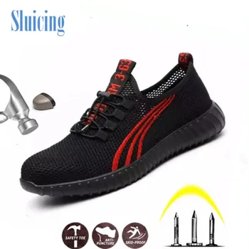 

Breathable Safety Shoes Men's Lightweight Summer Anti-smashing Piercing Work Sandals Single mesh sneakers Safety Boots