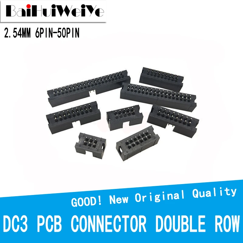 10Pcs DIP 6/10/20/26/34/40 PIN 2.54MM Pitch MALE SOCKET Straight Idc Box Headers PCB CONNECTOR DOUBLE ROW 10P/20P/40P DC3 HEADER 10pcs smt dc2 idc socket box 2 54mm pitch ejector header straight connector contact 10p 64p high temperature reflow soldering