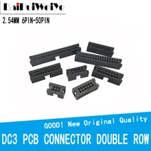 Connecteur DIP 6/10/20/26/34/40 broches, 10 pièces, prise mâle droite, 2.54MM, boîte Idc, DOUBLE rangée PCB, 10P/20P/40P DC3