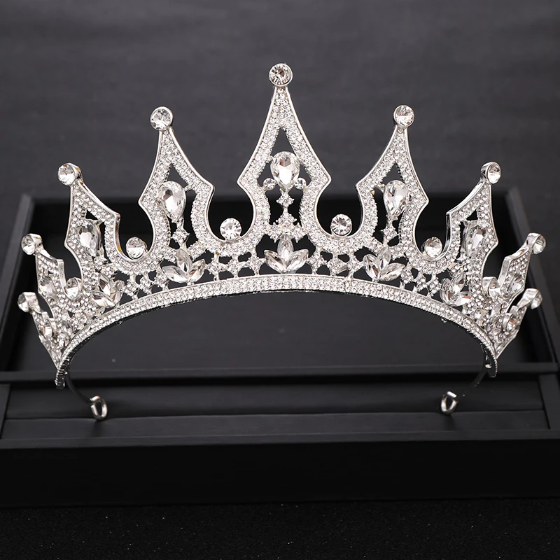 Vintage Silver color Crystal Tiara Bride Diadem Wedding Crown Beauty pageant Dress Headpiece Jewelry Hair Accessories | Украшения и