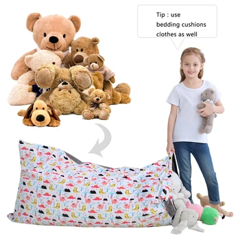 

Large Stuff Animal Storage Bean Bag Stuffed Toy Storage Bean Sack Chair Cover for Kids, Girls and Adults