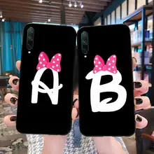 

Alphabet Letter Cartoon Cute Bow Phone Case for Huawei Honor 30 20 10 9 8 8x 8c v30 Lite view pro