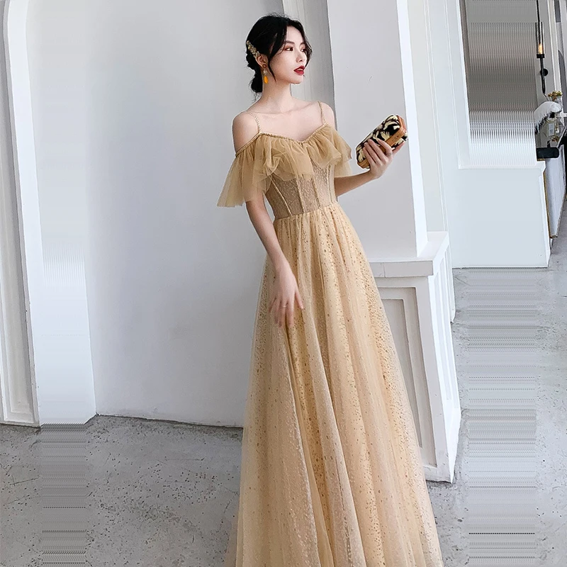 It's Yiiya A-Line Evening Dress Square Collar Short Sleeve Crepe Evening Dress 2020 Cap Sleeve Robe De Soiree K354
