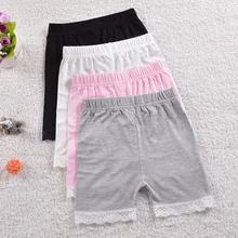 Летние безопасные штаны для девочек; нижнее белье из мягкого хлопка с кружевом; однотонное нижнее белье; удобные трусики; трусы для девочек; шорты для платья