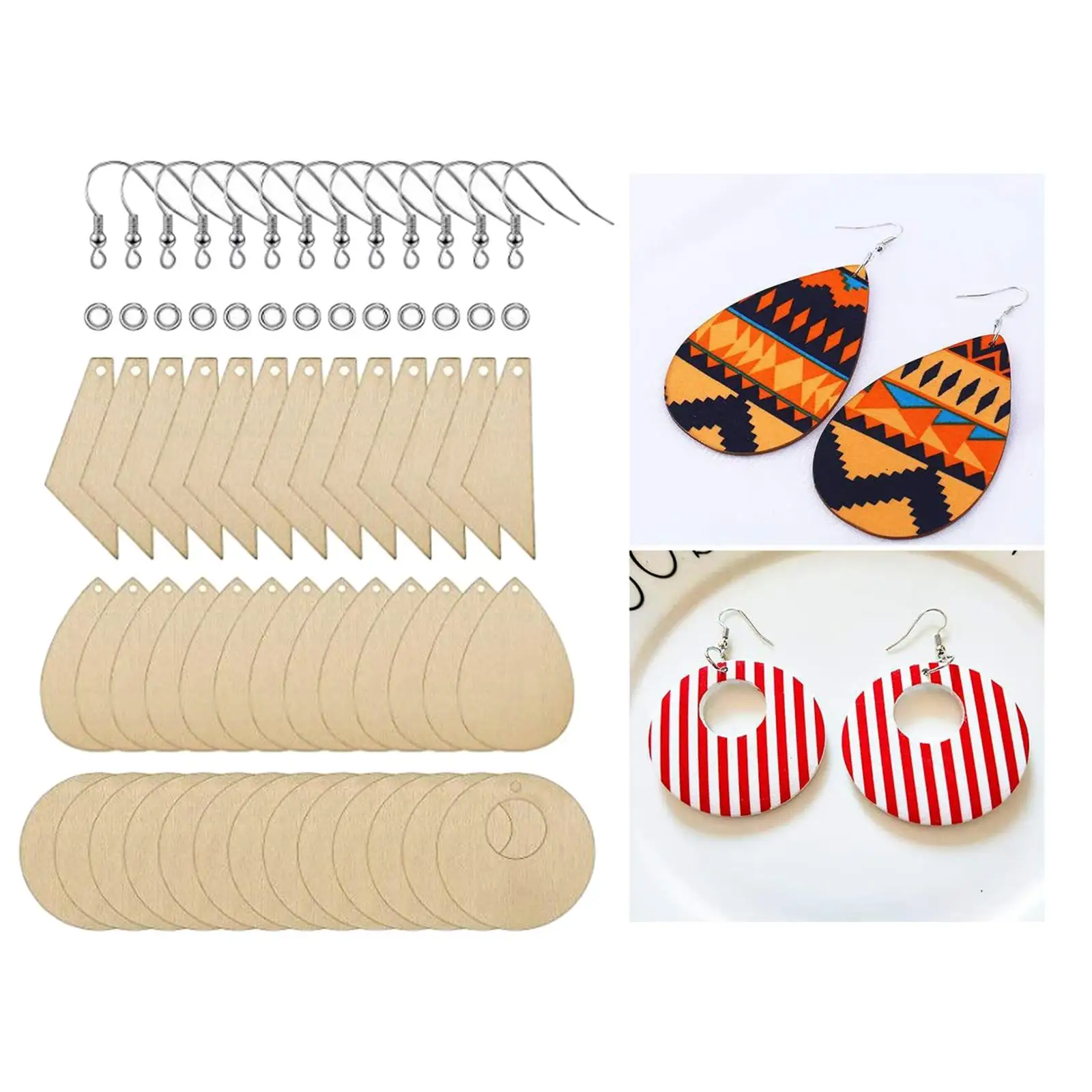 180 개/대 미완성 된 나무 귀걸이 공백 귀 후크 오프닝 링 보석 펜 던 트 만들기 DIY 공예