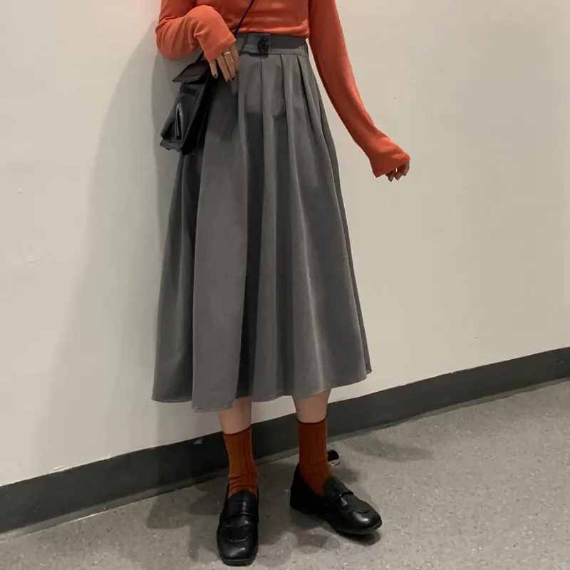 

Alien Kitty Women Retro Pleated High Waist 2019 Autumn Sweet New Chic Solid A-Line Plus Office Ladies Feminine All Match Skirt