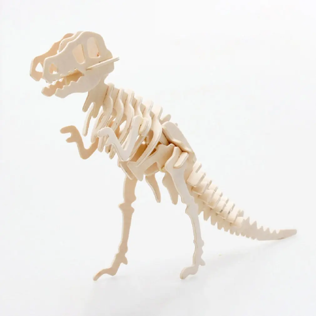 Нетоксичные деревянные пазлы с животными 3D Динозавр DIY собранная игрушка Детские развивающие игрушки подарок на день рождения
