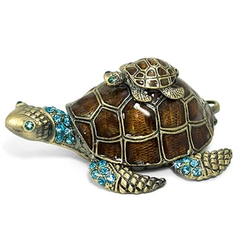 

Cute Turtle shaped Jewelry Storage Box Enamel Hinged Trinket Boxes Organizer Case European Gift box