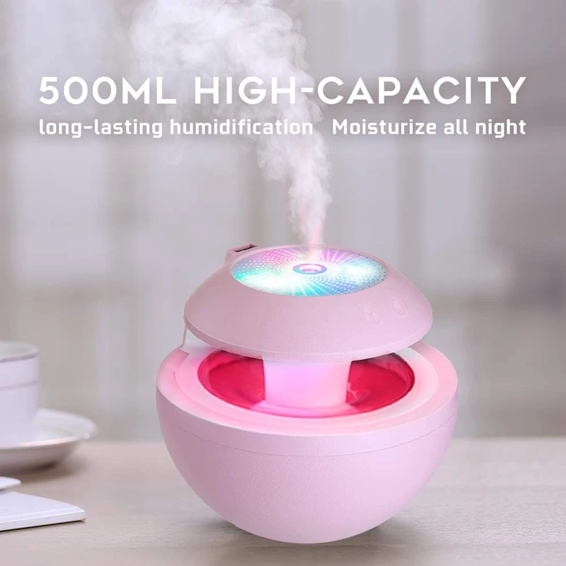 

Portable Usb Humidifier,Mini Fan,Led Projection,Abs Mirror,4 In 1 Personal Room Humidifiers,500Ml Cool Mist Humidifiers for home
