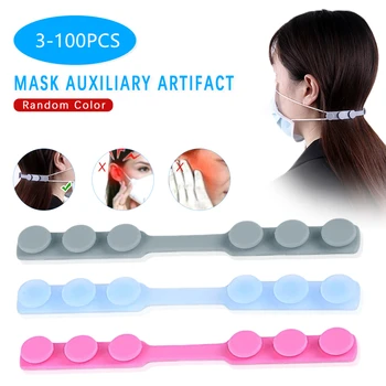 

DropShipping 3-100PCS Soft Anti-slip Mask Ear Grips Adjustable Face Mask Ear Hooks Buckle Kids Adult Earache Preventions Fixer