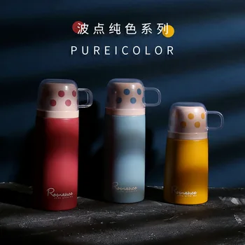 

Literature and Art Simple Wave Point Stainless Steel Vacuum Cup Mini Student Cute Good-looking Portable Girl Cold Insulation Cup