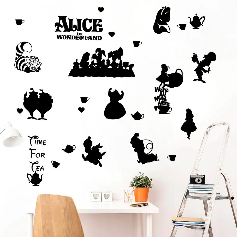 Disney Alice in Wonderland Art Cartoon Home Decor Wall Vinyl Sticker Decal Anime Manga Quote  Nursery for kids rooms Poster