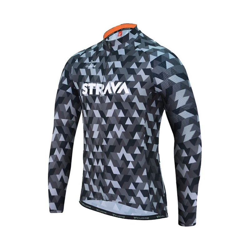 5 STRAVA длинный рукав Велоспорт Джерси велосипед длинные брюки набор для мужчин 19D гель подушка Ropa Ciclismo Одежда для велоспорта геометрические узоры - Цвет: 5