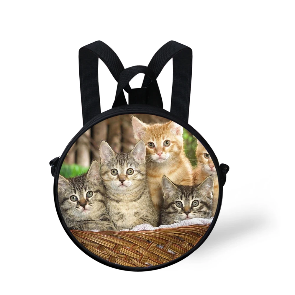 

Cute Cats Round Messenger Bag for Baby Boys Girls Crossbody Bags Kids Student Satchel Bookbag Purse Shoulder Bag