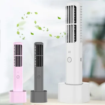 

Besegad Mini Handheld Fan USB Quiet Leafless Personal Desk Cooling Cooler Fan with Separable Base for Home Office Travel Outdoor