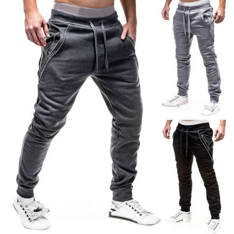 

Male Hip Pop Men Sweatpants Slacks Casual Elastic Jogging Pants Sport Solid Baggy Pocket Trouser Spring Autumn Trackpants 3XL