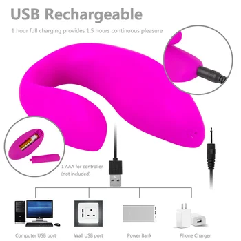 Erotic Wireless We Share Vibe Remote Control U Shape Dildo Vibrator G Spot Clitoris Stimulator Couples Adult Sex Toys for Woman 4