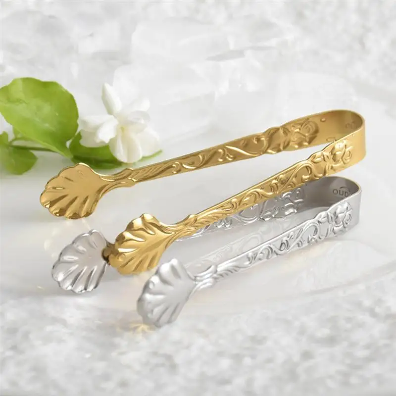 2pcs Stainless Steel Ice Cube Clips Sugar Tongs Foods BBQ Clips Ice Clamp Tool Bar Kitchen Serving Tong afbeelding
