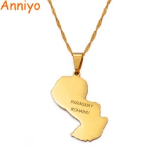 Anniyo Paraguay карта ожерелья с подвесками для женщин/мужчин золотой цвет Paraguay Rohaihu карты ювелирные изделия Paraguayans#006021