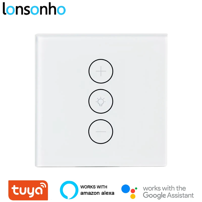 Interruptor de Luz do Painel Toque da ue Funciona com Alexa Lonsonho Tuya Inteligente Dimmer Eua Lâmpada Vida App Google Casa wi fi