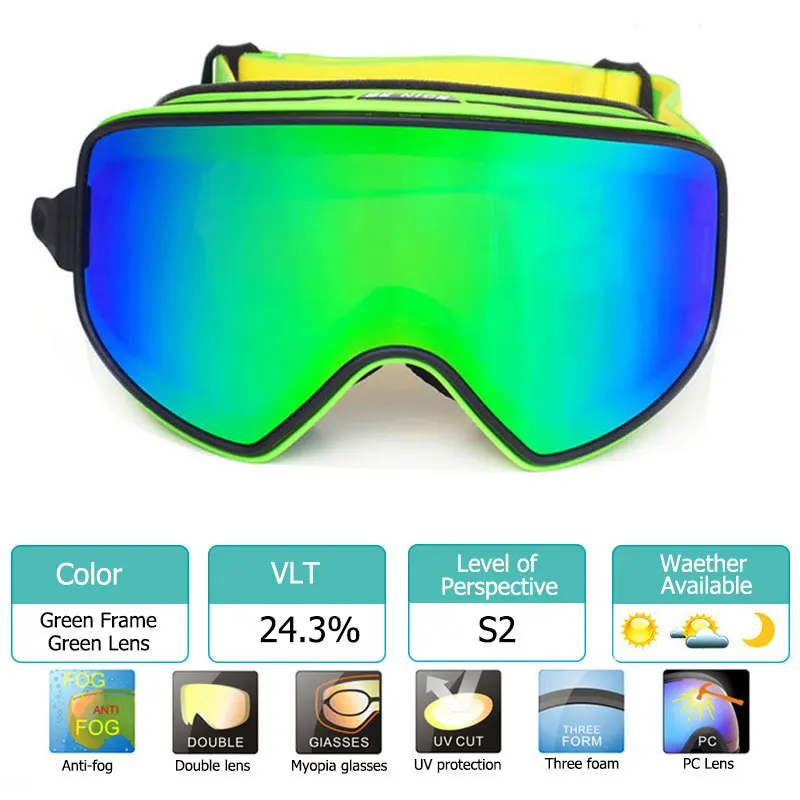 2019 Ski Goggles 2 In 1 With Magnetic Dual-use Lens For Night Skiing Anti-fog Uv400 Snowboard Goggles Men Women Ski Glasses