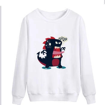 

Hoodies Women Sweatshirt Button Floral Angry Dinosaur Pattern Long Sleeve Hooded Autumn Spring Pullovers Sweatshirt