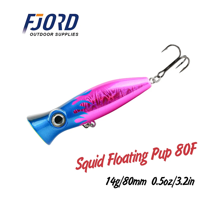 

FJORD Popper Topwater Bait 80mm 14g Whopper Saltwater Fishing Lures Weights 6 Colors Seawater Fishing Tackle