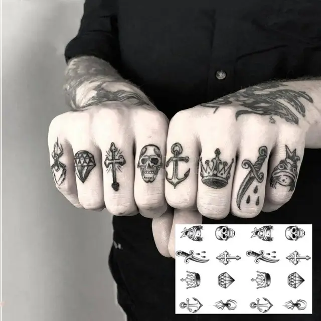Small Stickers Finger Temporary Tattoo Stickers Men Women Cross Diamond  Spider Crown Art Fake Tattoo Finger Cool Tattoo Stickers - Temporary Tattoos  - AliExpress
