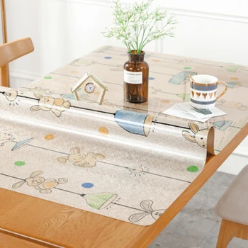 

HAZY PVC Tablecloth Waterproof Soft Glass Plastic PVC Waterproof Tablecloth Rectangle Dining Table Cover Mat Protect the Desktop