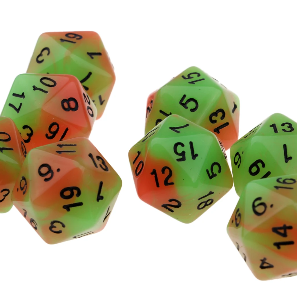 10PCS Night Luminous Dice Role Playing Game D20 Dice for Dungeons &Dragons DND Role Playing Game Dices