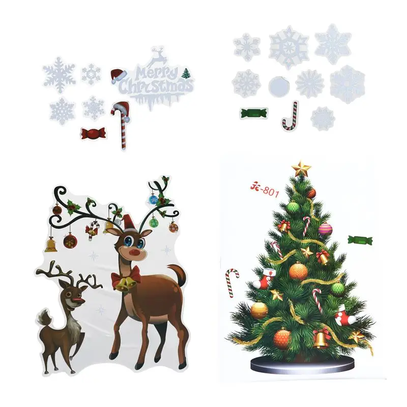 

1 Set Decals Removable Festival Deer DIY Holiday Window Decals Wall Stickers Christmas Stickers Ornament for Decoration