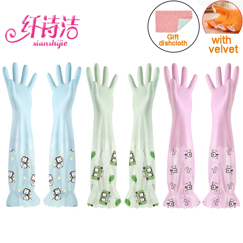 

Gloves Autumn and Winter Antifreeze Hand Plus Velvet Thickening Kitchen Cleaning Dishwashing Laundry Latex Gloves Gift Dishcloth