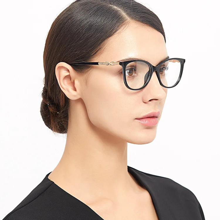 Марка оправа очки Мода очки женские прозрачные линзы кошачий глаз Металл Krystal твердые смолы Oculos пластиковая оправа женский 1