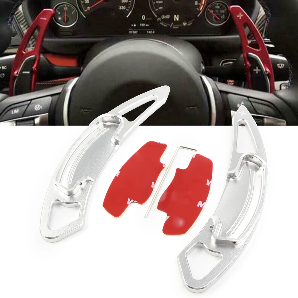Silver Car Steering Wheel Shift Paddle Shifters Extensions Trim For