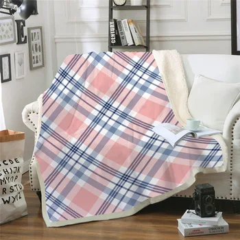 

Fashion plaid Series bed Blanket Microfiber Fleece Bedspread Sherpa Blanket Couch Soft Plush Blanket for Home manta Dropship