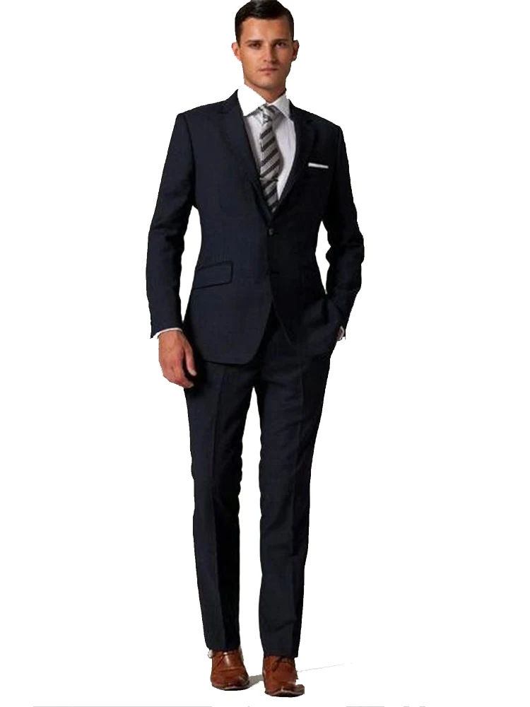 Midnight Blue Tuxedo Custom Made Groom Suit Bespoke Dark Navy Blue Custom Tuxedo Wedding Suits For Men 2 Button Man Wedding Suit