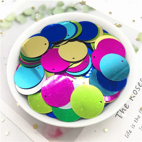 Mix color 105 шт 25 мм красочные большие размеры круглый край отверстия свободные блестки для детей танцевальная одежда украшение пайетки для поделок 20 г - Цвет: Mix color