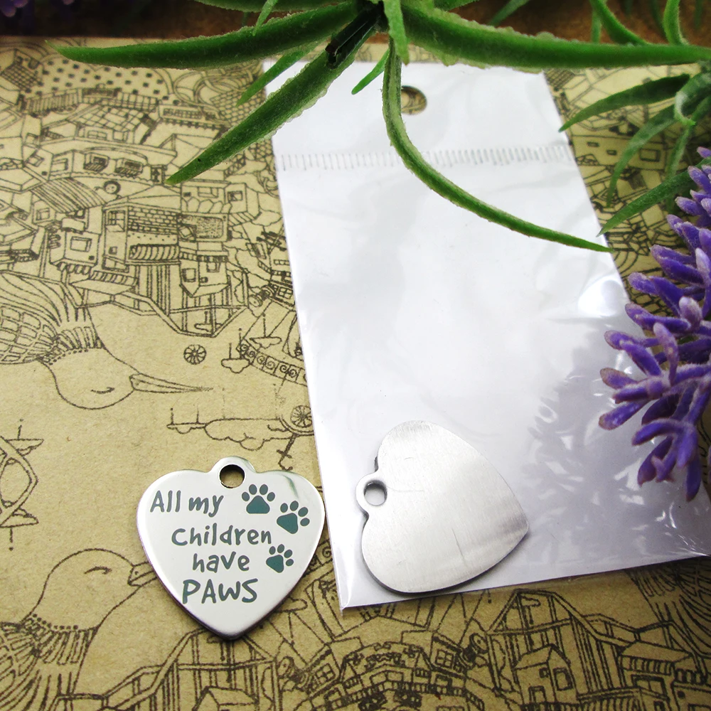 10pcs-"All my children have paws"stainless steel charms more style for choosing DIY Charms pendants for necklace